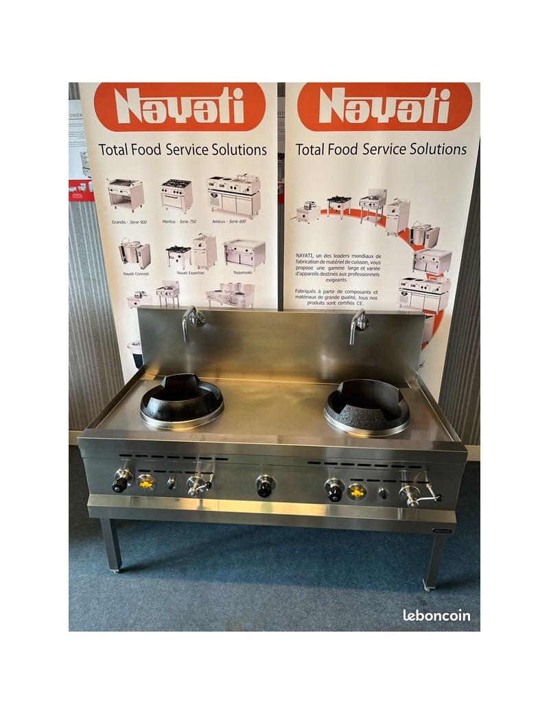 Wok gaz Nayati sur piètement 2 bruleurs 13Kw